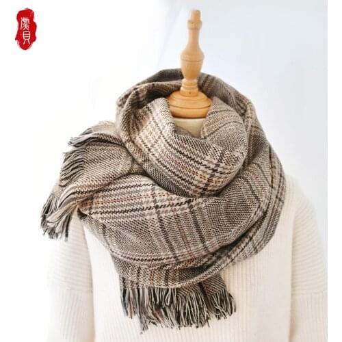 Classic brown plaid wool Scarf women winter long scarves warm cape bandana shawl fashion pashmina chic luxury gift for lady girl