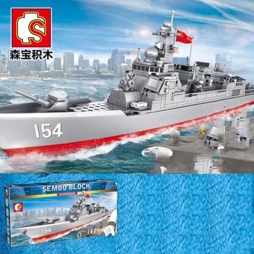 Sembo blocks DIY boy Building Blocks Bricks Heavy Destroyer Educational technic bricks of military battle ship ConstructionToys