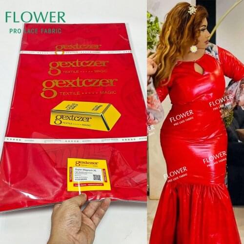 Red Women Daily Dresses Bazin Riche Material 2021 Unique Design For African Sewing Weddding Clothing Bazin Riche Lace Fabrics