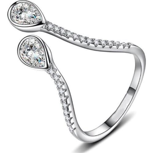 Creative Geometric Irregular Crystal Finger Ring Adjustable Silver Color Opening Jewelry Ring Womens Gifts