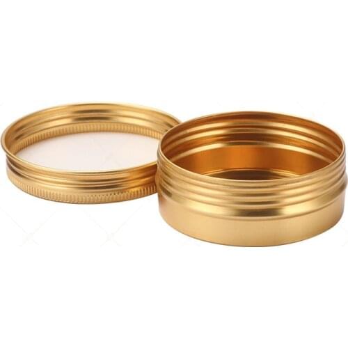 60ml 60g Tin Metal Aluminum Jars Gold Cosmetic Container Tea Storage Packaging Box Screw Thread Aroma Candle Wax Jar Pot 25pcs