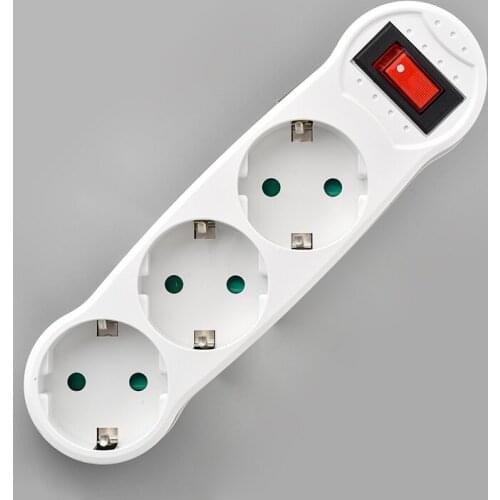 MiniTiger European Type Conversion Plug 1 TO 3 Way EU Standard Power Adapter Socket With Neon Indicator 16A Travel Plugs