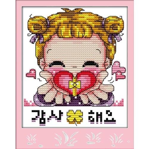 Give her heart cross stitch kit 14ct 11ct count print canvas stitches embroidery DIY handmade needlework plus