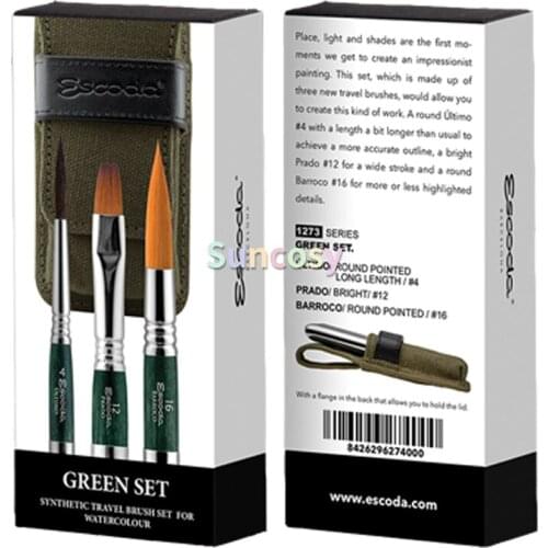 Escoda Special Edition New Synthetic Travel Brush Sets for Watercolor,1270 1271 1272 1273 Series, with Fabric Canvas Case
