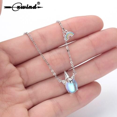 Cxwind New Animal Unicorn Pendants Necklaces For Children Girls Best Friend Rainbow Necklace Chain Jewelry