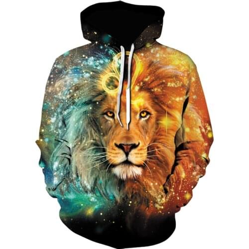 Unisex starry hoodies 2021 autumn winter Tracksuit funny 3D animal Tiger Lion Pullovers Brand Hoodie oversize S-6XL men clothing