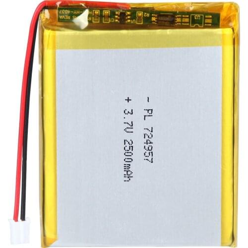 Mejuew 3.7V 2500mAh 724957 Rechargeable Lipo battery with JST Connector