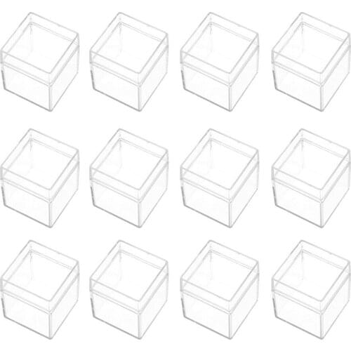 New 12pcs Transparent Cube Wedding Party Accessories Supplies Candy Gift Plastic Gift Box Home Jewelry Srorage Box