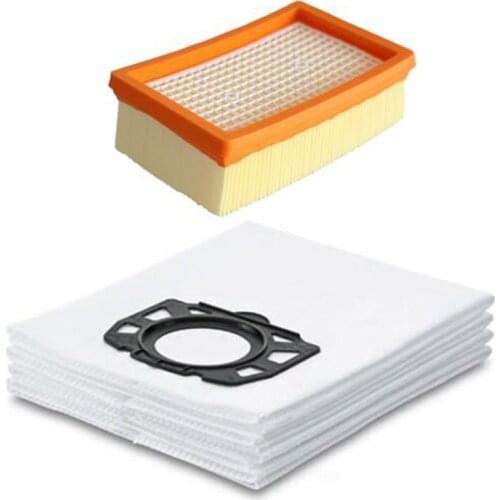 7Pcs/lot Vacuum Cleaner parts for Karcher MV4 MV5 MV6 WD4 WD5 WD6 for Karcher WD4000 to WD5999 6pcs Dust Bags and 1pcs Filter