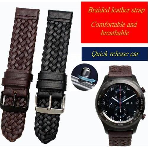 Quick Release Weave Watch band 22mm 24mm Genuine Leather Woven Men Watch Belt Brand Strap Universal Watch Accessories