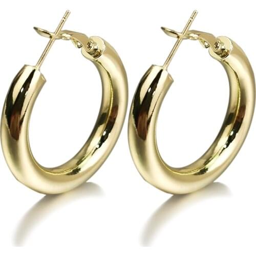 MANILAI 31mm Diameter Wide Copper Hoop Earrings Fashion Simple Design Brass Jewelry For Women Brincos Round Wholesale 2021