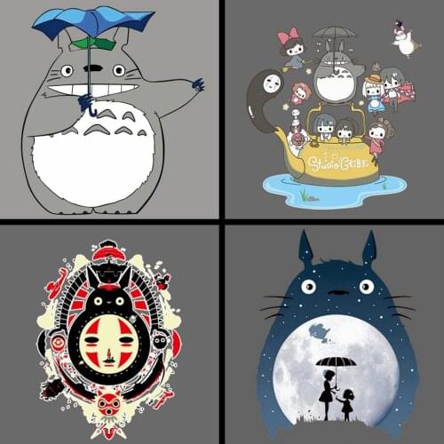 Iron on Anime Totoro Patches Heat Transfer Vinyl Stickers for Clothes DIY T-shirt Iron-On Transfers Applique Thermal Press Decor