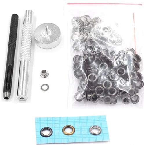100 sets of 5mm metal eyelets and installation tools rivet Buttons Metal pores Eyelet tool Sewing patch Clothing & Accessories