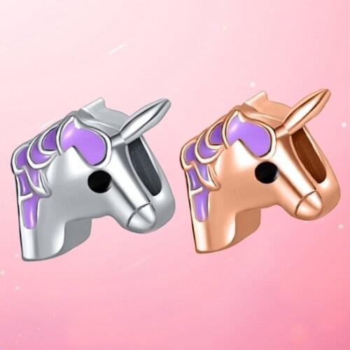 2Pcs/Lot High-quality Silver-plated Unicorn Beaded DIY Charm Men Women Jewelry Bead Making Brand Bracelet Gift Direct Shipment