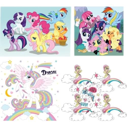 4Pcs/set Cartoon Mix Unicorn Patches Heat Transfer Iron on Patch for T-Shirt Children Gift DIY Clothes Stickers Washable