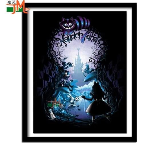 5D Diy Diamond Painting Full Drill Square Diamond Embroidery Wonderland Art Cute Cat Cartoon Girl Cross Stitch Mosaic Decor