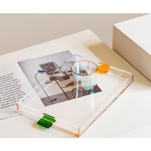 Acrylic Transparent Water Cup Tray Teacup Storage Household Rectangular Creative Simple Modern