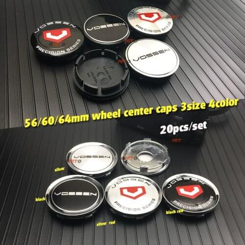 Car Styling ABS/ Chrome 20PCS /lot 56mm 60mm car Emblem Badge wheel Hub Caps For VOSSEN Auto wheel center caps 64mm Car Covers