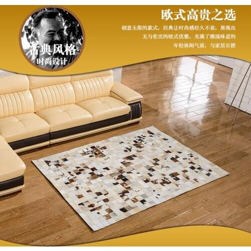 Free shipping 100% natural genuine cow leather vloerkleed woonkamer