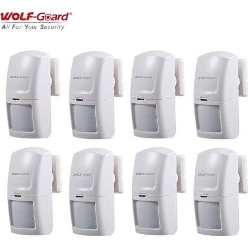 8Pcs Wolf-Guard Wireless PIR Motion Sensor Detector Useful for Home Security Anti-Theft Alarm System 3G/GSM Host Panel 433MHz