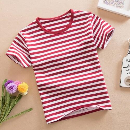 2019 Striped Kids T-shirts for Boys Teenager Short Sleeve Top Boys Navy Sailor Tees Cotton Toddler Tshirts for Girl Shirts 3-15Y