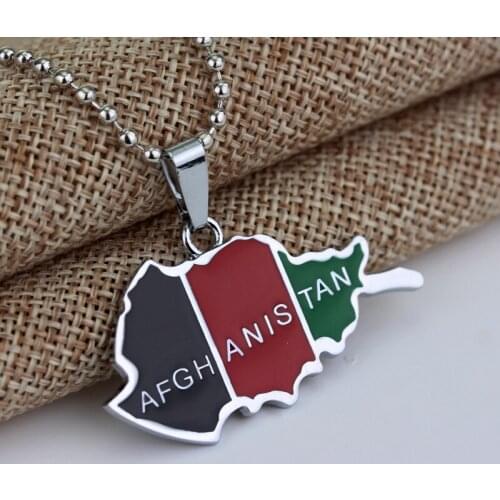 Enamel Afghanistan Map Flag Pendant Necklaces Trendy Afghanistan Map Jewelry