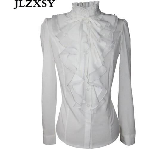 JLZXSY Spring Vintage Sweet Lady Princess Royal Court Chiffon Ruffles Bow Designer Elegant Women Long Sleeve Tops Blouse Shirt