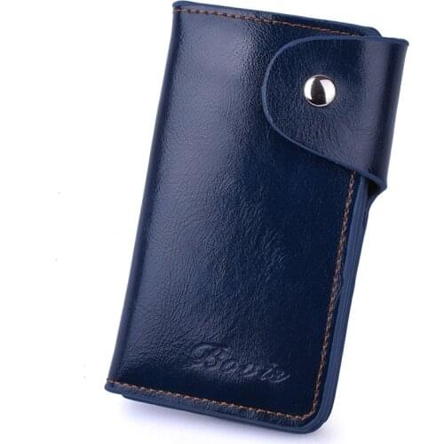 Hasp Housekeeper Leather Key Holder Organizer Key Card Case Wallet Pouch Men And Women Leather Holder Keychains with 6 Hooks