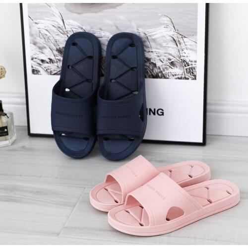 Fashion Leisure PVC Antiskid Beach Shower Comfortable Mens and Womens Summer Solid Color Home Slippers