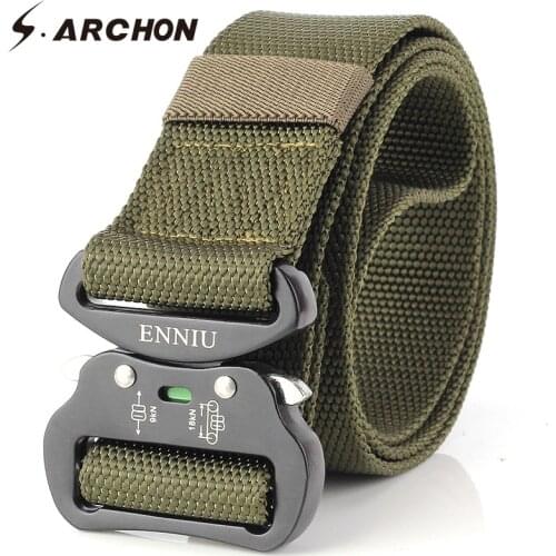 S.ARCHON Special Forces Tactical Belts Men Nylon Metal Buckle Military Equipment Waist Belts Strap Male High Quality Army Belts