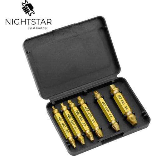 Krachtige HSS4341 6Pcs Gold Screw Extractor Set Drill Bits Easy Out Guide Broken Damag Screws Bolt Remover