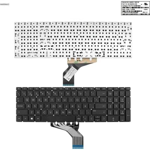 New Laptop Replacement Spanish Keyboard for HP Pavilion 15-DA 15-DB 15-DW TPN-C135 250 255 G7 BLACK Without Backlit Small Enter