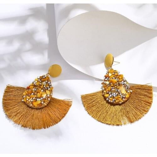 HOCOLE New Crystal Tassel Earrings For Women Bohemian Rhinestone Drop Earrings Long Big Wedding Bridal Statement Fringe Earring