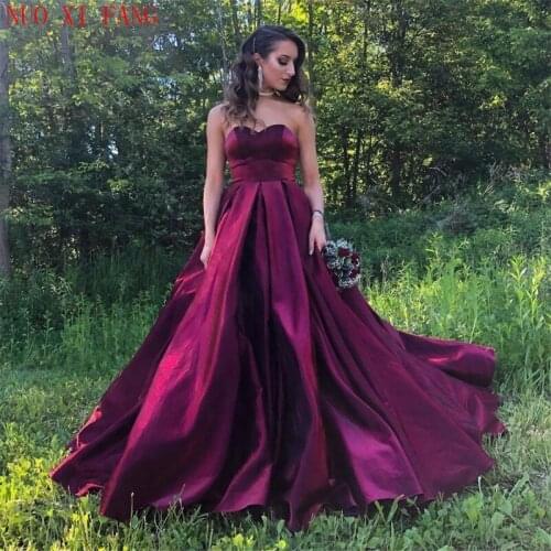 NUOXIFANG Simple Sweetheart Taffeta Evening Dress Long Lace Up Corset Back Prom Dresses Sleeveless Party Formal Gowns Pagean