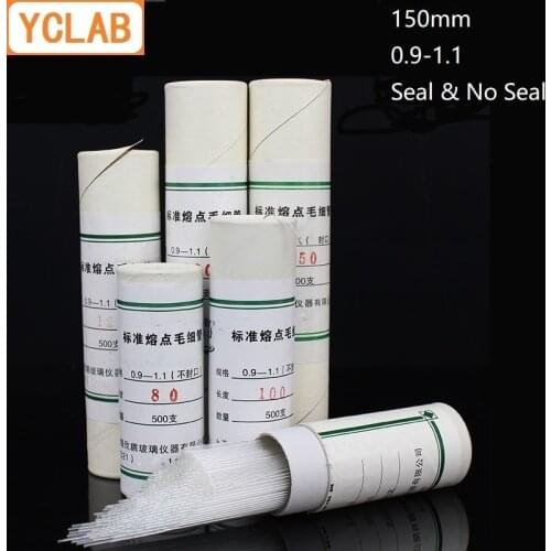 YCLAB 500PCS 150mm Capillary Standard Melting Point Sample Glass Tube Seal & No Seal Lab Equipment ( Gift a Red Latex Head )