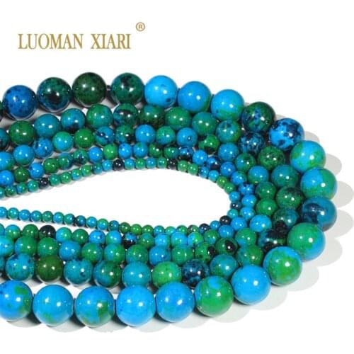 Wholesale Natural Stone Beads Chrysocolla Round Loose BeadsFor Jewelry Making DIY Necklace Bracelet 4/6/8/10/12 mm Strand 15