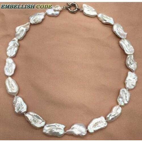 Good Lustrous pearl necklace keshi Irregular square baroque style white pearls natural freshwater Cultured pearl special jewelry