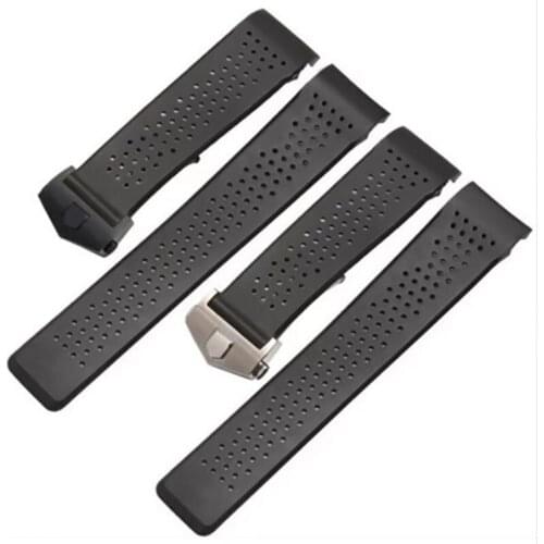 22mm TOP Rubber Watchband Super-thin Silicone Silver Stainless Steel Fold Deployment Buckle Watch BANDS Strap Free Shipping