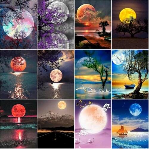 GATYZTORY Framed DIY Painting By Numbers Moon Lakes Kit Canvas Picture Paint By Numbers Wall Art Craft For Home Decor