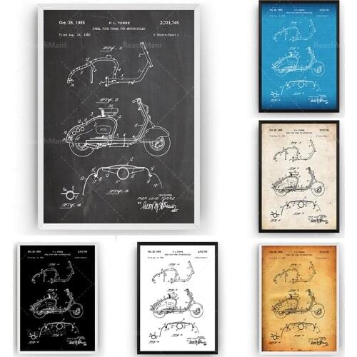Scooter 1955 Patent Printing Wall Art Poster Blueprint Modification Gift