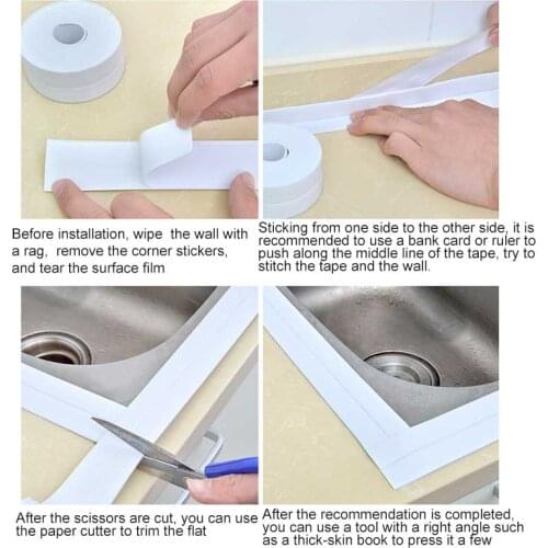 Self Adhesive Tape Bathtub Bathroom Shower Toilet Kitchen Wall Sealing Waterproof Mildewproof Tape SUB Sale