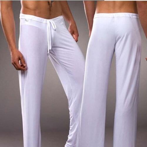 Mens Home Loose Pants Wear Thin Section Milk silk Soft Silky Trousers Casual Loose Stylish Soft Sexy Pants Sleepwear