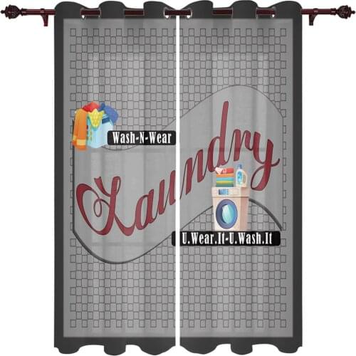 Laundry Plaid Grey Retro Window Curtains Kitchen Bedroom Drapes Home Decor Luxury Living Room Backdrop Curtain