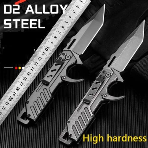 D2 Folding Knife Multifunction Blade Shaft System Survival EDC Tool Outdoor Camping Hunt Tactical Knife Outdoor Knife Fixed Blad