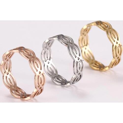 Skyrim Classic Waving Twisted Rings Stainless Steel Rose Gold Color Casual Finger Ring Jewelry Anniversary Gift for Women Girls