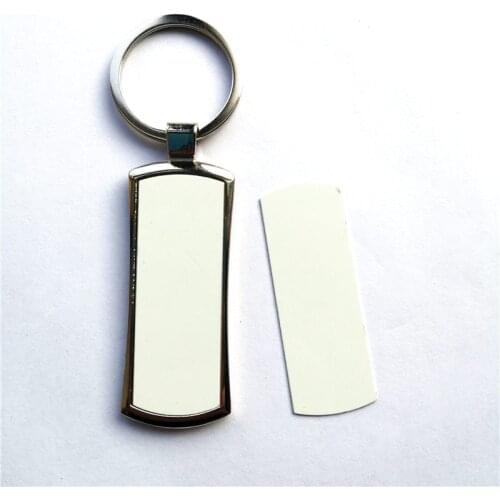 Sublimation blank long Rectangle metal key ring hot transfer printing keychains consumables two sided printing 20pcs/lot