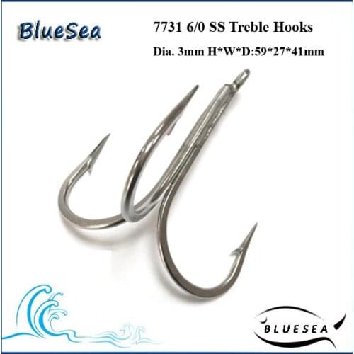 7731 6/0 * 10 Pcs/Pack Stainless Steel Super Large Treble Hooks Big Treble Hooks Wholesale Treble Hooks Weld Treble Hooks
