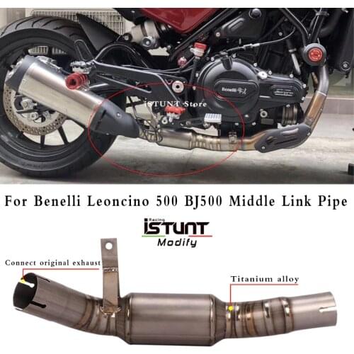 Motorcycle Exhaust Escape Titanium Alloy Middle Link Pipe Cat Delete Eliminator Enhanced Slip On For Benelli Leoncino 500 BJ500