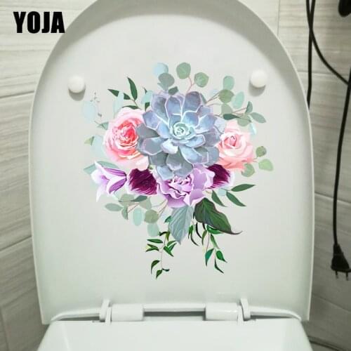YOJA 20.4CM ×22.8CM Succulent Rose Bouquet Wall Stickers Aesthetic Toilet WC Decoration T1-2525