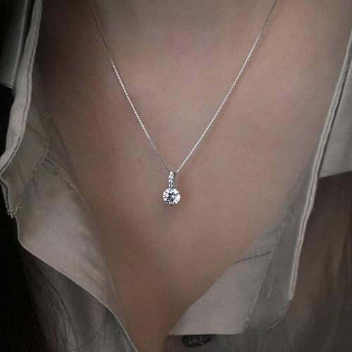 925 Sterling Silver Geometric Drop Necklace Clavicle Chain Women Fashion Wedding Jewelry Shine Zircon Pendant Choker Neckace